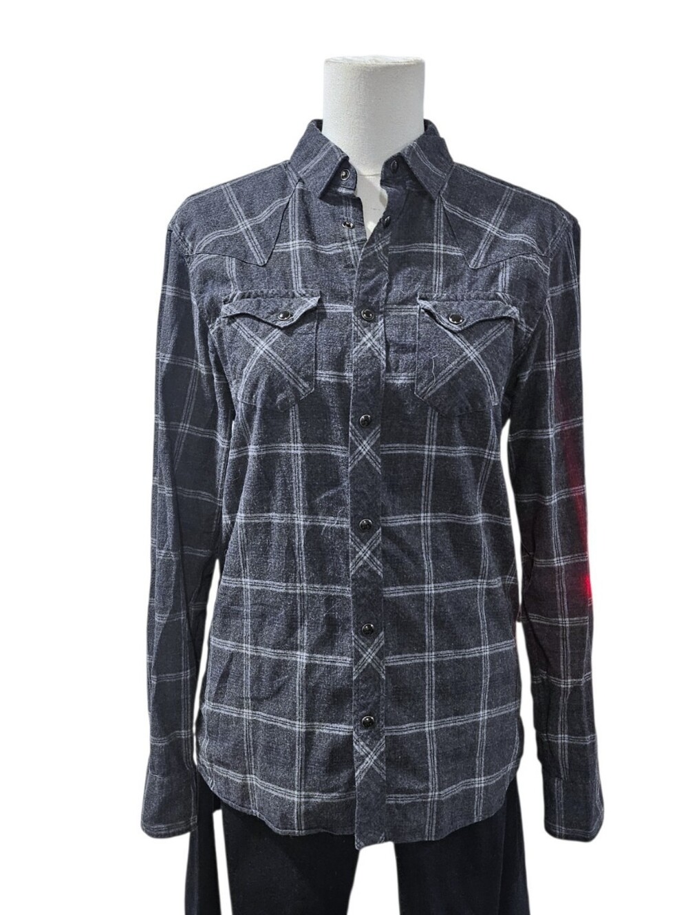 AllSaints Black & Gray Plaid Button-Down Shirt XS